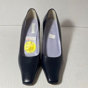 Caslon Navy Leather Square-Toe Pumps